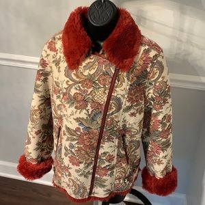 DB Sport Tapestry Pattern Sueded Moto Jacket Size L